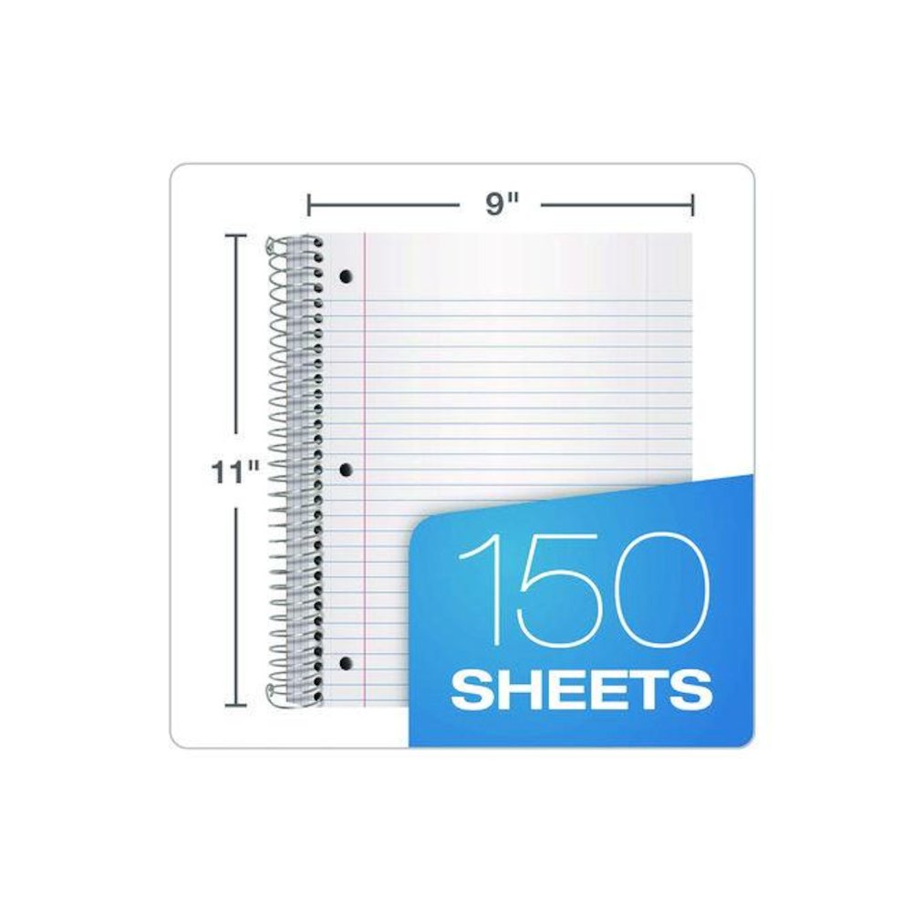 Three-Subject Notebook, Medium/College Rule, Randomly Assorted Cover Color, (150) 11 x 9 Sheets. Picture 5