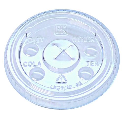 Kal-Clear/Nexclear Drink Cup Lids, X-Style Straw Slot/Flavor Buttons, Fits 9 oz to 10 oz Cold Cups, Plastic, Clear, 2,500/CT. Picture 1