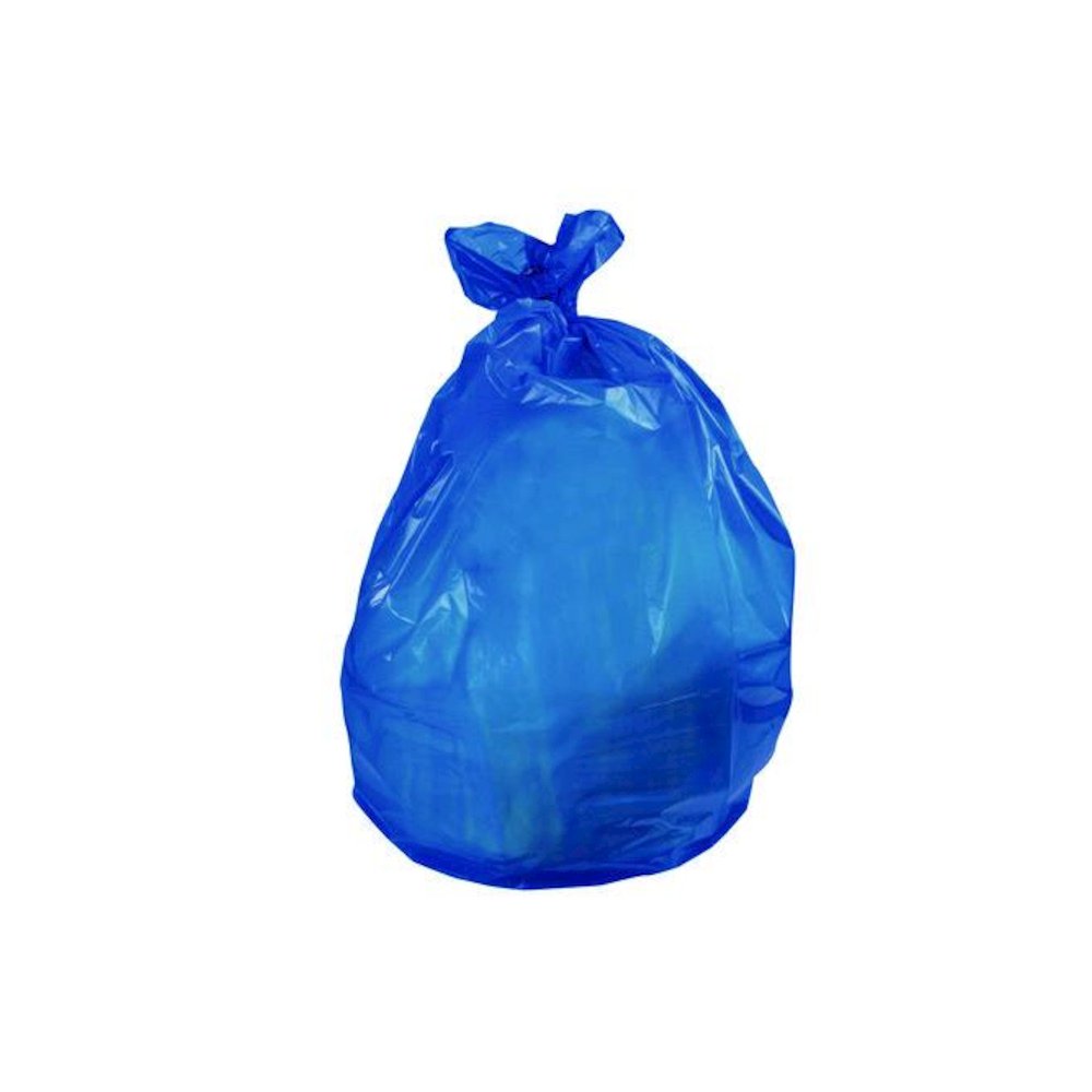 High-Density Waste Can Liners, 23 gal, 14 mic, 30" x 43", Blue, 25 Bags/Roll, 10 Rolls/Carton. Picture 5