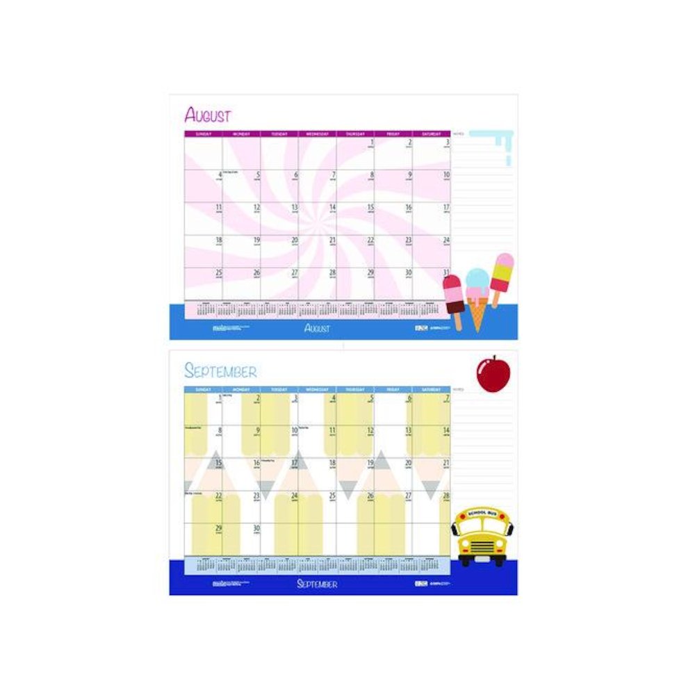 Academic Year Recycled Desk Pad Calendar, Illustrated Seasons Artwork, 22 x 17, Black Binding, 12-Month (July-June):2025-2026. Picture 2