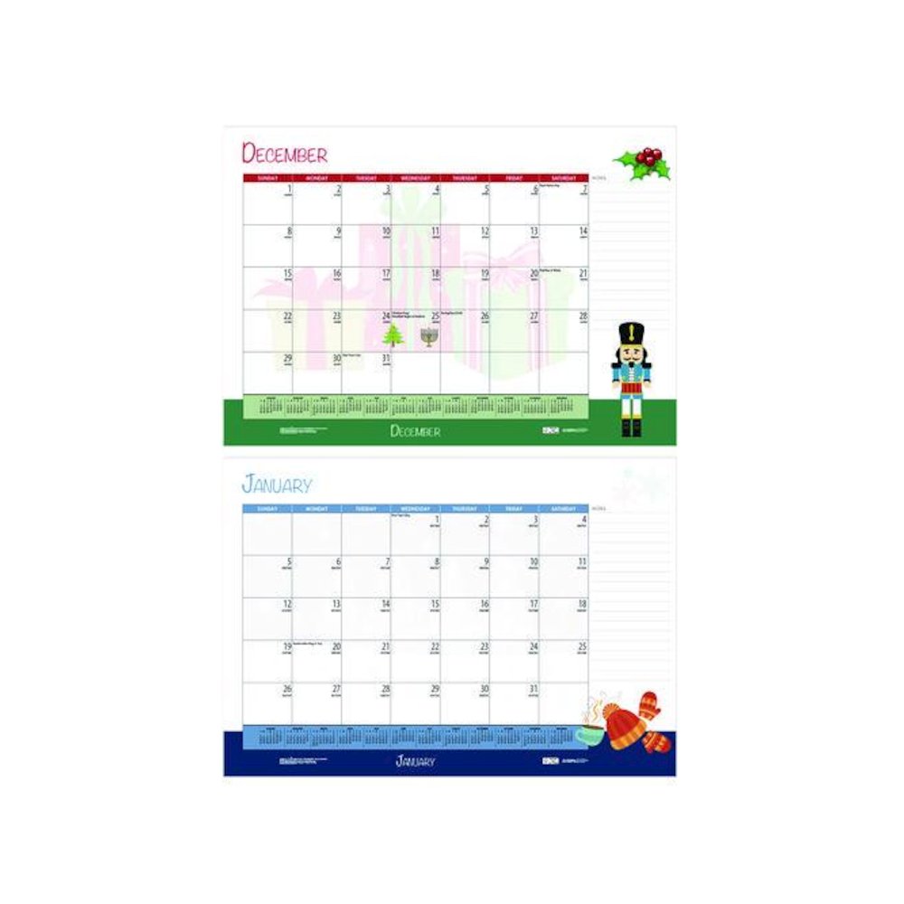 Academic Year Recycled Desk Pad Calendar, Illustrated Seasons Artwork, 22 x 17, Black Binding, 12-Month (July-June):2025-2026. Picture 4