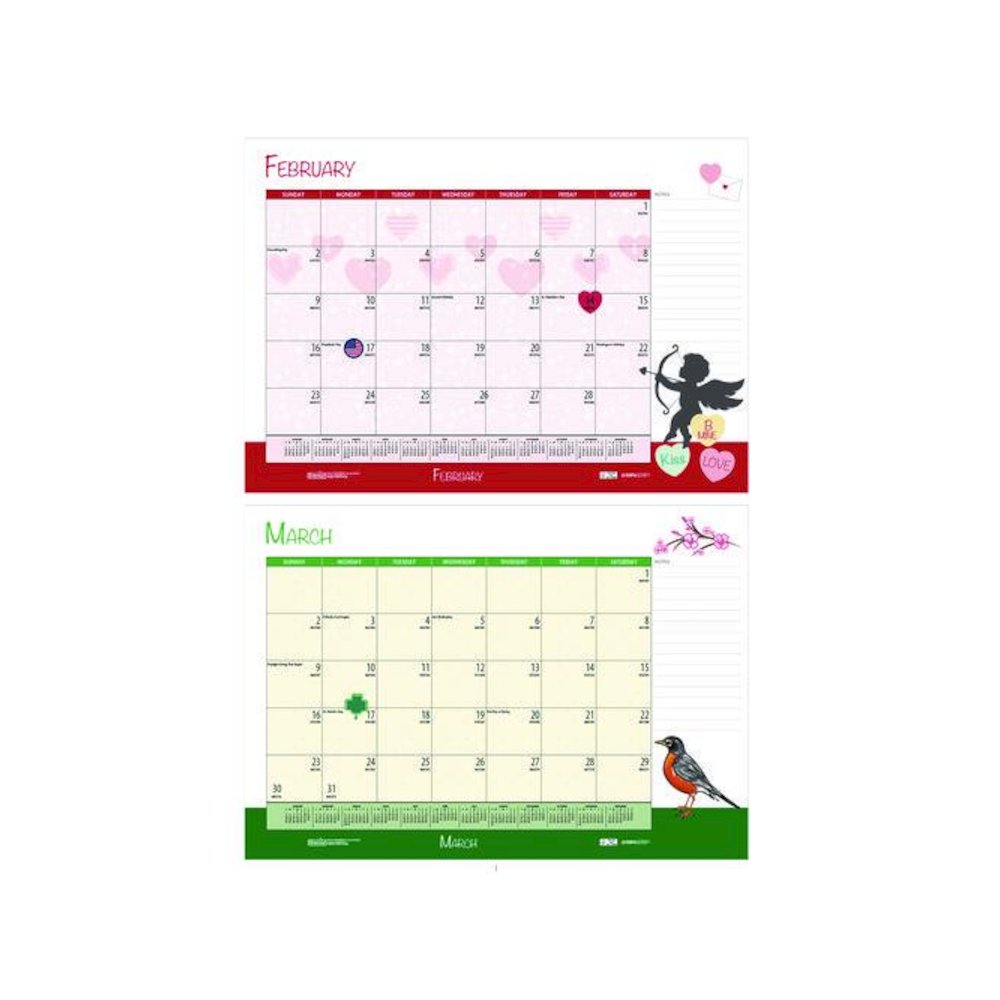 Academic Year Recycled Desk Pad Calendar, Illustrated Seasons Artwork, 22 x 17, Black Binding, 12-Month (July-June):2025-2026. Picture 5