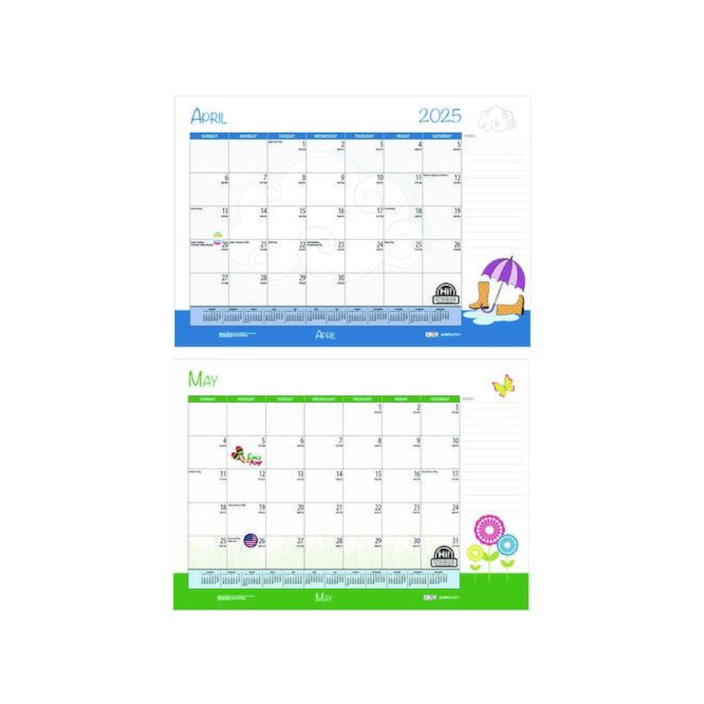Academic Year Recycled Desk Pad Calendar, Illustrated Seasons Artwork, 22 x 17, Black Binding, 12-Month (July-June):2025-2026. Picture 6