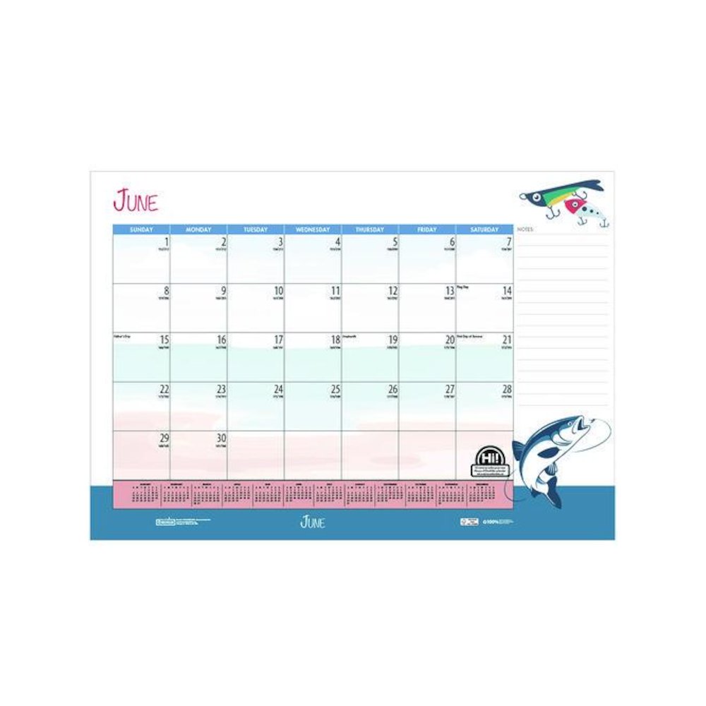 Academic Year Recycled Desk Pad Calendar, Illustrated Seasons Artwork, 22 x 17, Black Binding, 12-Month (July-June):2025-2026. Picture 7