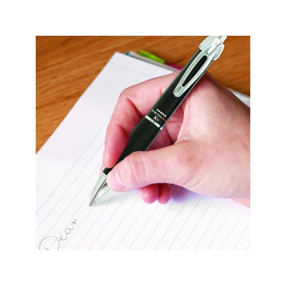 Sarasa Dry X10 Gel Pen, Retractable, Medium 0.7 mm, Black Ink, Black/Silver Barrel, 12/Pack. Picture 4