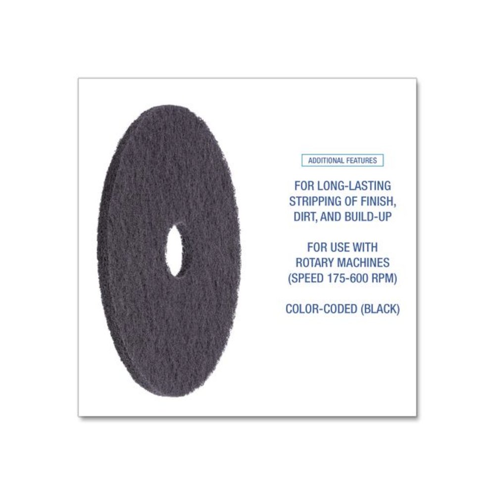Stripping Floor Pads, 21" Diameter, Black, 5/Carton. Picture 5