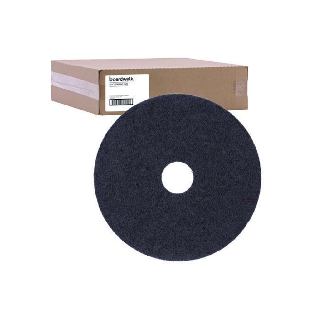 Stripping Floor Pads, 21" Diameter, Black, 5/Carton. Picture 1