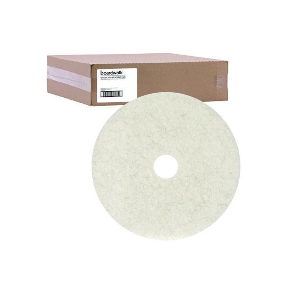 Natural Burnishing Floor Pads, 21" Diameter, White, 5/Carton. Picture 1