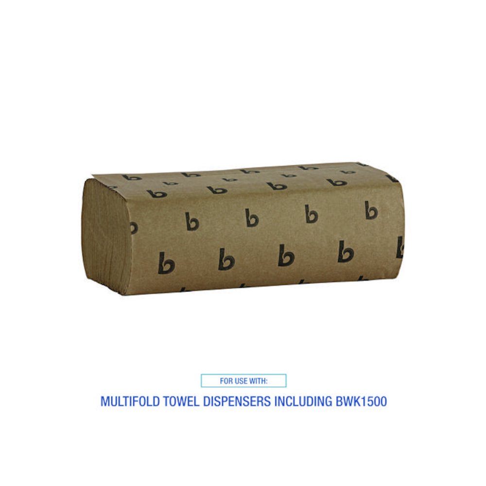 Multifold Paper Towels, 1-Ply, 9 x 9.45, Natural, 250/Pack, 16 Packs/Carton. Picture 6