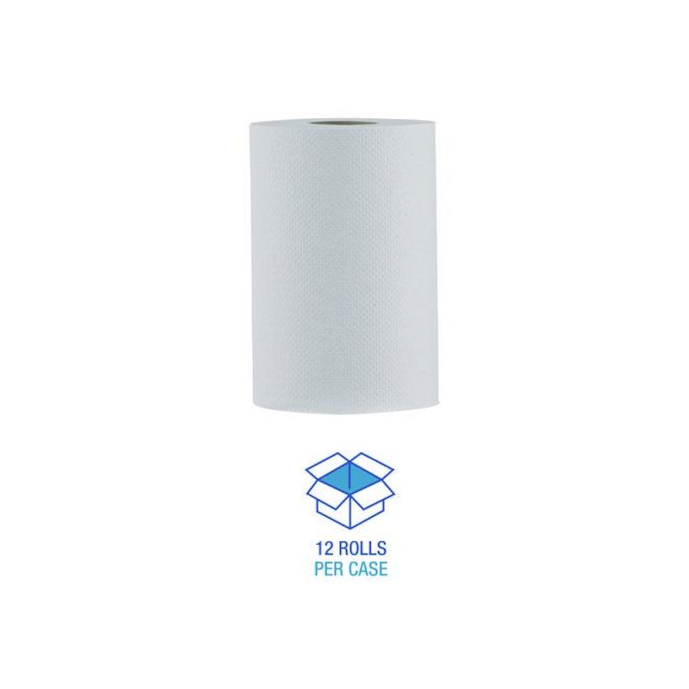 Hardwound Paper Towels, Nonperforated, 1-Ply, 8" x 350 ft, White, 12 Rolls/Carton. Picture 3