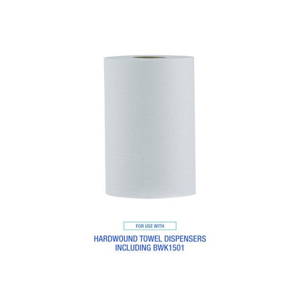 Hardwound Paper Towels, Nonperforated, 1-Ply, 8" x 350 ft, White, 12 Rolls/Carton. Picture 5