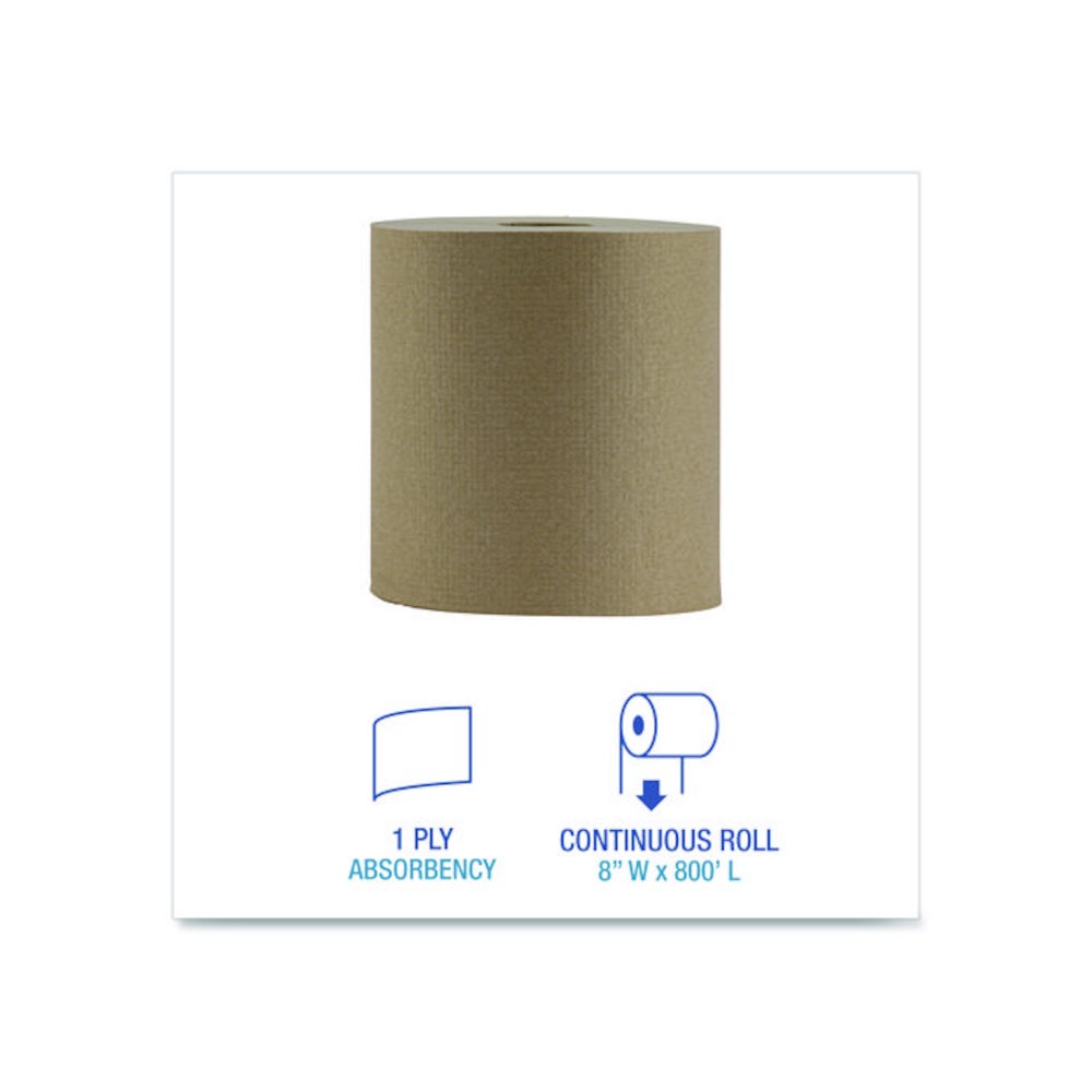 Hardwound Paper Towels, Nonperforated, 1-Ply, 8" x 800 ft, Natural, 6 Rolls/Carton. Picture 3