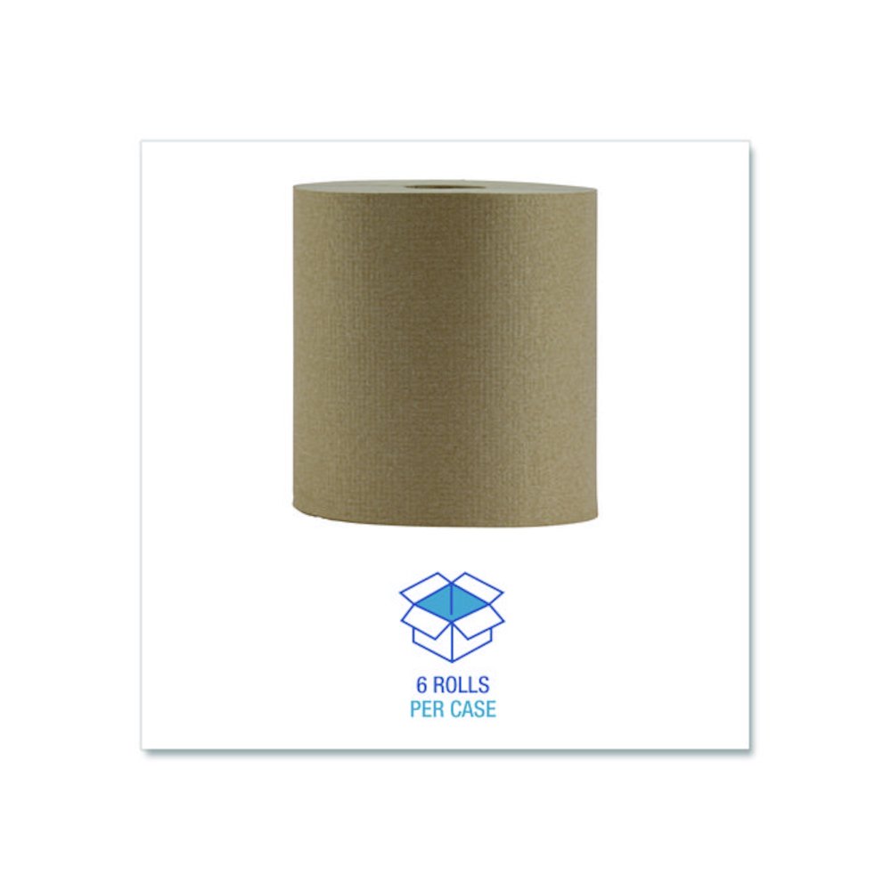 Hardwound Paper Towels, Nonperforated, 1-Ply, 8" x 800 ft, Natural, 6 Rolls/Carton. Picture 4