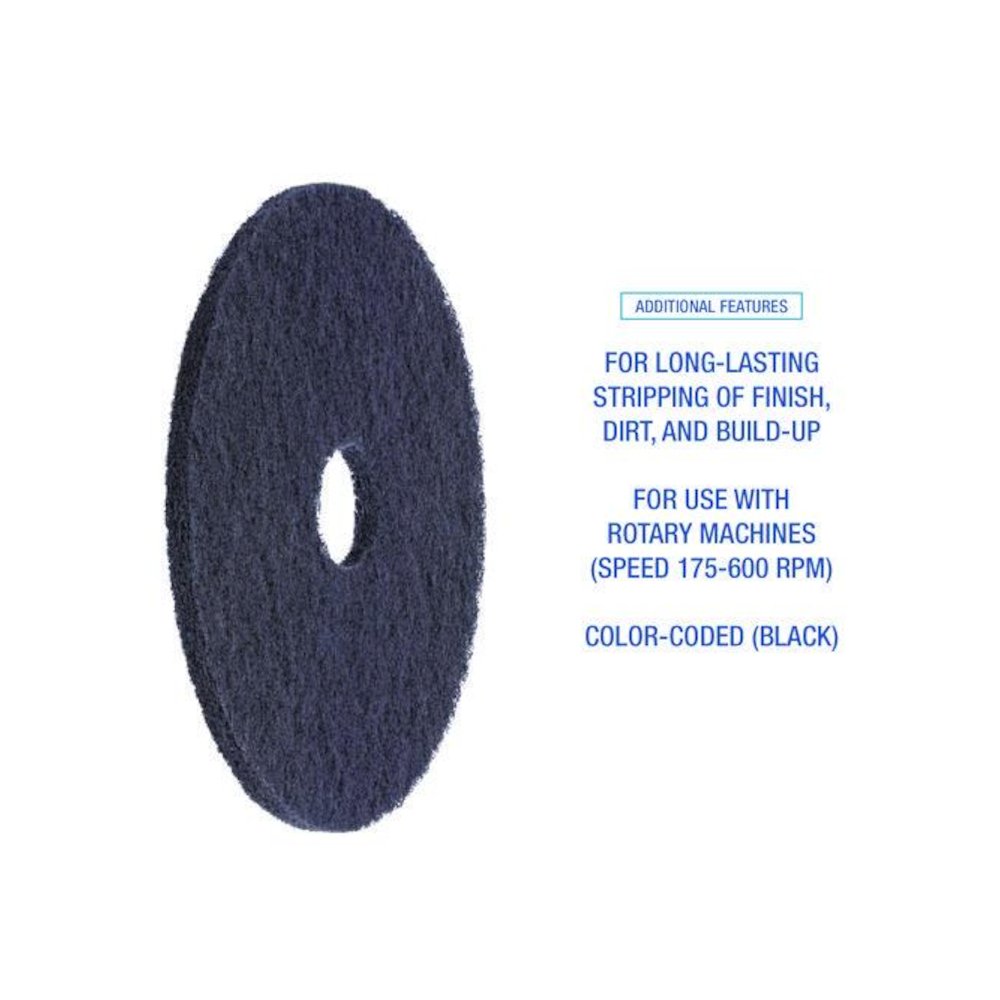 Stripping Floor Pads, 12" Diameter, Black, 5/Carton. Picture 5