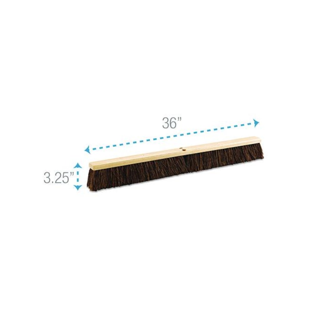 Floor Brush Head, 3.25" Brown Palmyra Fiber Bristles, 36" Brush. Picture 5