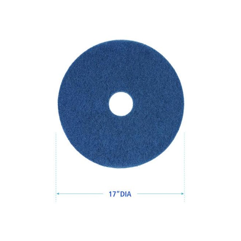Scrubbing Floor Pads, 17" Diameter, Blue, 5/Carton. Picture 3