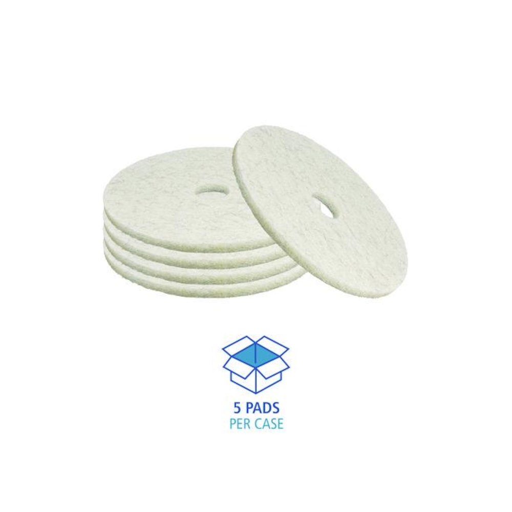 Natural Burnishing Floor Pads, 17" Diameter, White, 5/Carton. Picture 4