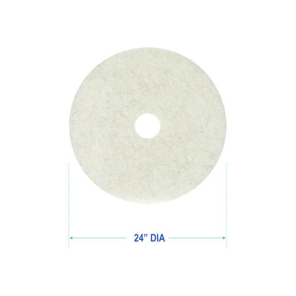 Natural Burnishing Floor Pads, 24" Diameter, White, 5/Carton. Picture 3