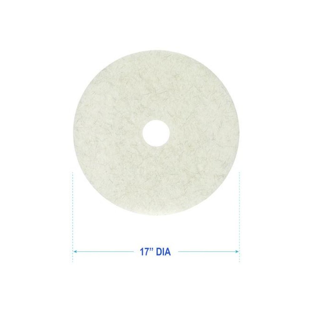 Natural Burnishing Floor Pads, 17" Diameter, White, 5/Carton. Picture 3