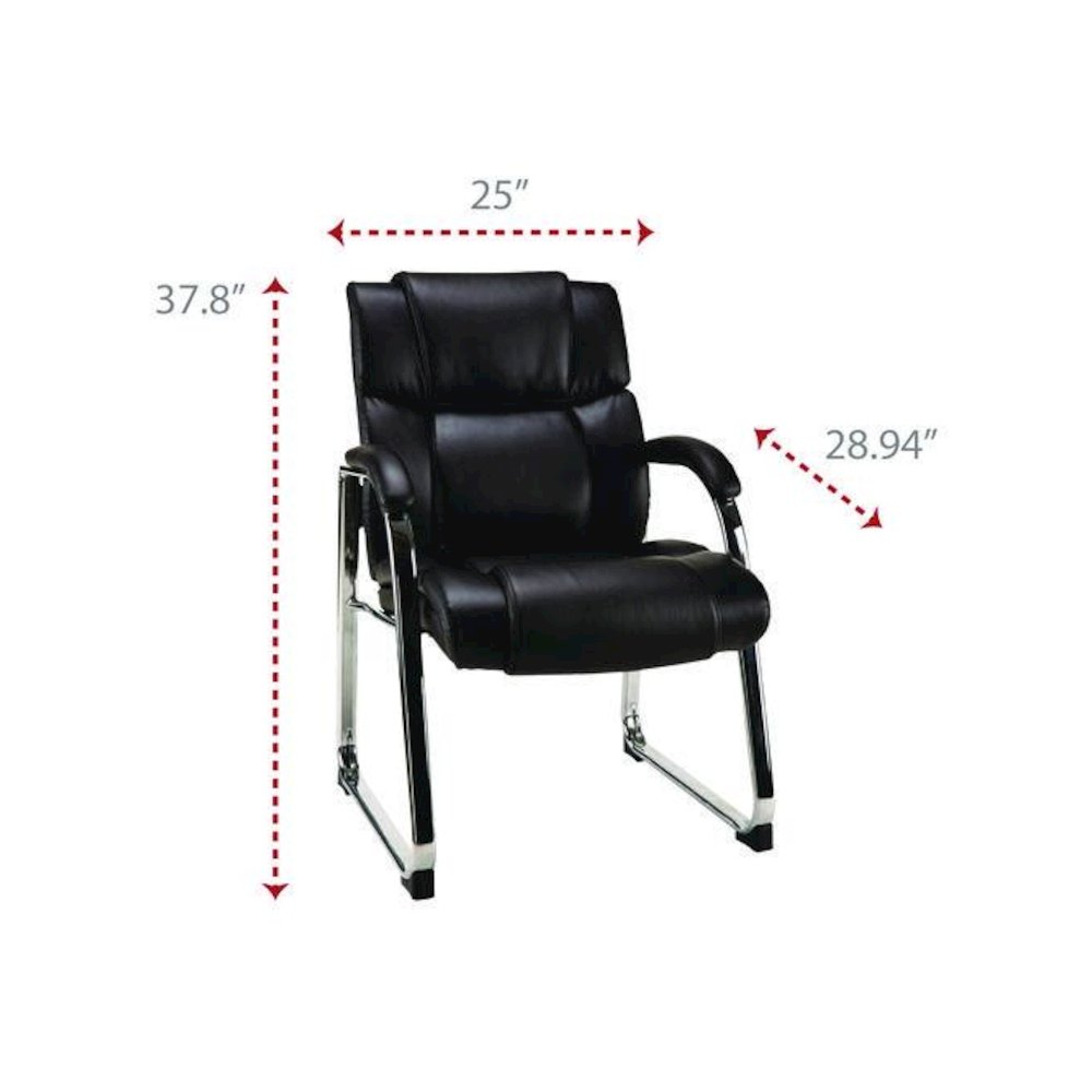 Alera Hildred Series Guest Chair, 25" x 28.94" x 37.8", Black Seat, Black Back, Chrome Base. Picture 4