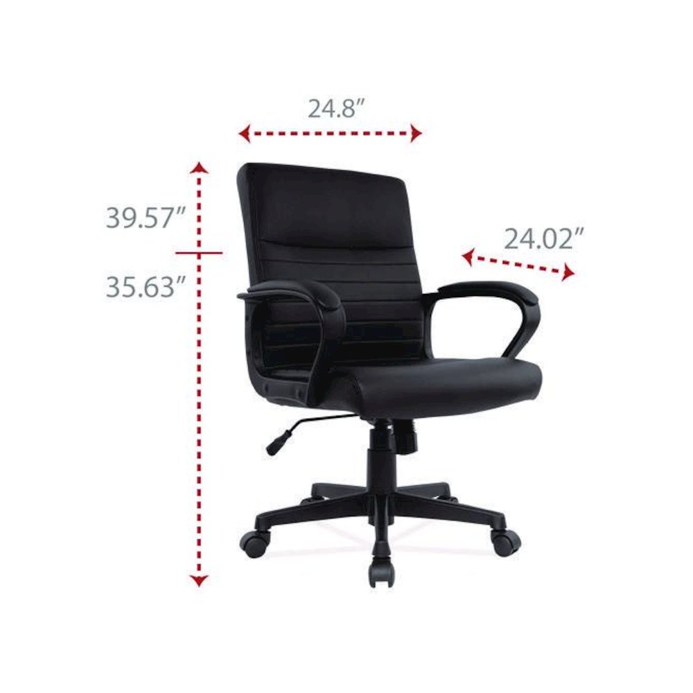 Alera Breich Series Manager Chair, Supports Up to 275 lbs, 16.73" to 20.39" Seat Height, Black Seat/Back, Black Base. Picture 7