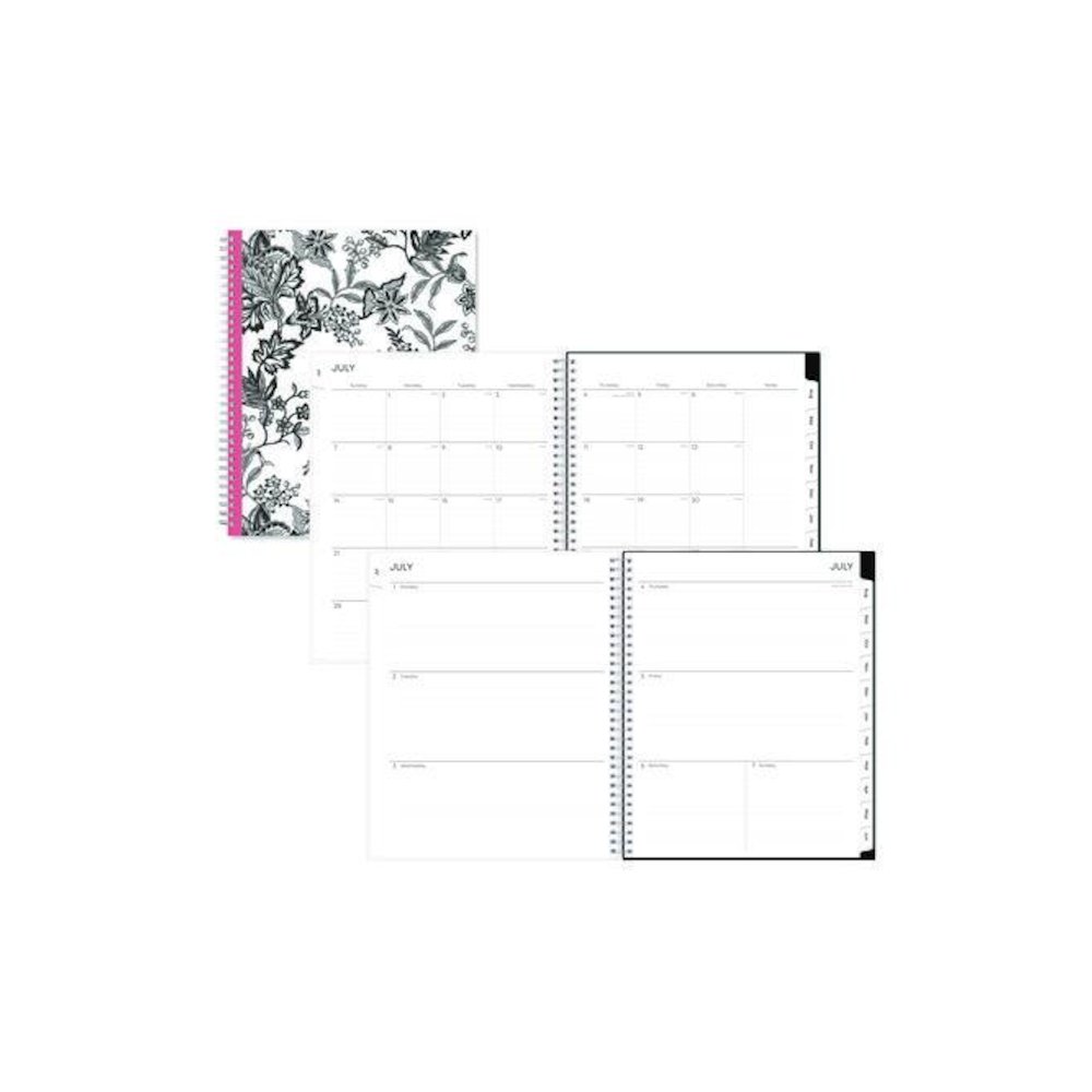 Analeis Create-Your-Own Cover Weekly/Monthly Planner, Floral, 11 x 8.5, White/Black/Coral, 12-Month (July to June): 2025-2026. Picture 1
