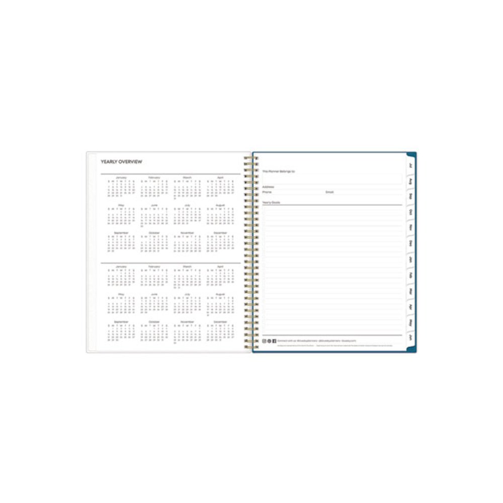 Bakah Blue Academic Year Weekly/Monthly Planner, Floral Artwork, 11 x 8.5, Blue/White Cover, 12-Month (July-June): 2025-2026. Picture 5