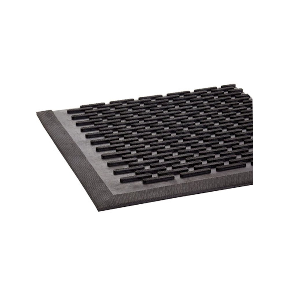Crown-Tred Indoor/Outdoor Scraper Mat, Black Loop-Twist Ribbed Rubber Surface, 43.75" x 66.75". Picture 3