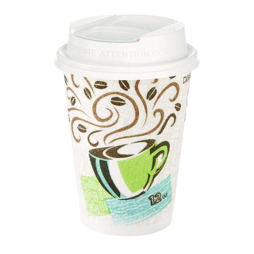 Smart Top Reclosable Lids for Hot Cups, Fits 10 oz to 20 oz Hot Cups, Plastic, White, 1,000/Carton. Picture 2