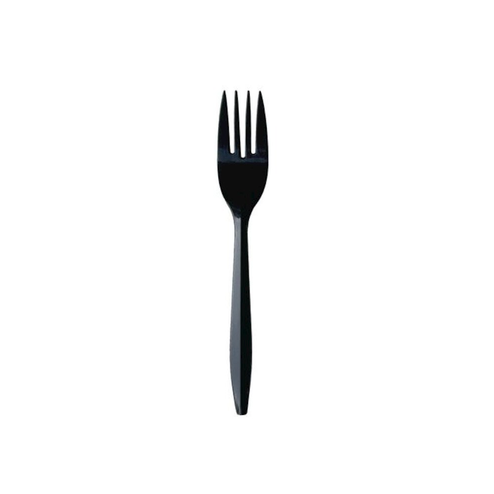 Mediumweight Wrapped Polypropylene Cutlery, Fork, Plastic, Black, 1,000/Carton. Picture 6