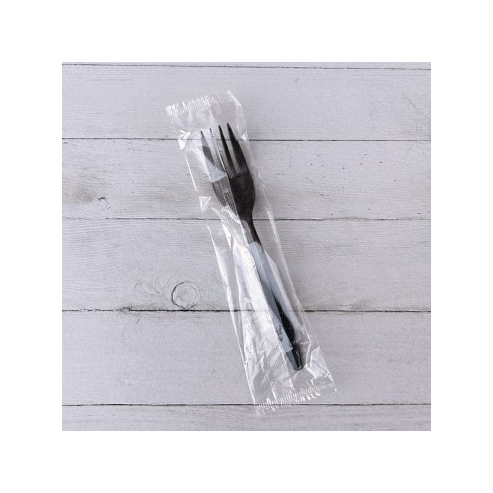 Mediumweight Wrapped Polypropylene Cutlery, Fork, Plastic, Black, 1,000/Carton. Picture 4
