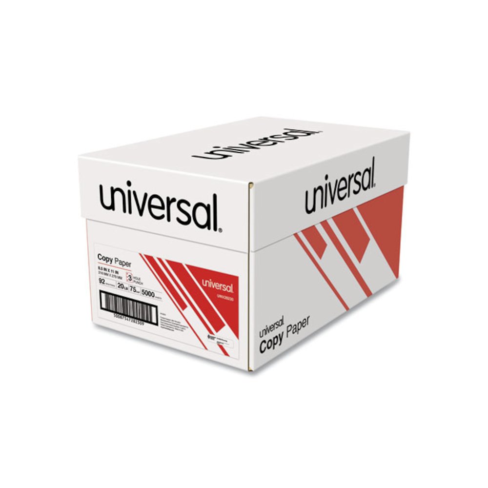 Copy Paper, 92 Bright, 3-Hole, 20 lb Bond Weight, 8.5 x 11, White, 500 Sheets/Ream, 10 Reams/Carton. Picture 2