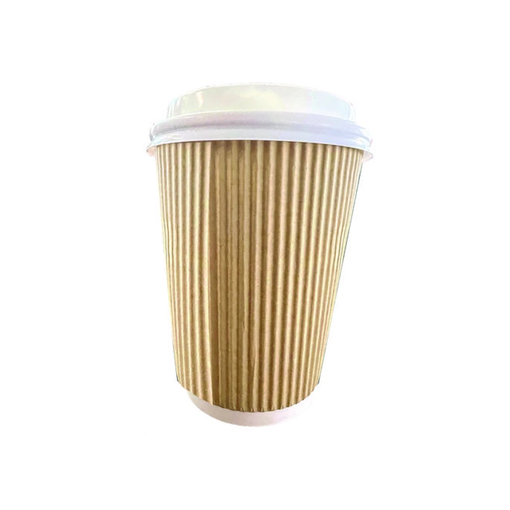 Ripple Hot Cups, 8 oz, Paper, Kraft/White, 500/Carton. Picture 1
