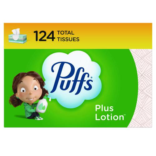 Plus Lotion Facial Tissue, 2-Ply, White, 124 Sheets/Box, 24 Boxes/Carton. Picture 1