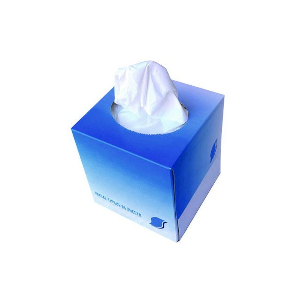 Facial Tissue Cube Box, 2-Ply, White, 85 Sheets/Box, 36 Boxes/Carton. Picture 2