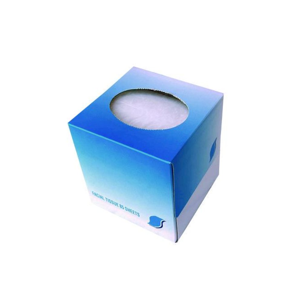 Facial Tissue Cube Box, 2-Ply, White, 85 Sheets/Box, 36 Boxes/Carton. Picture 7