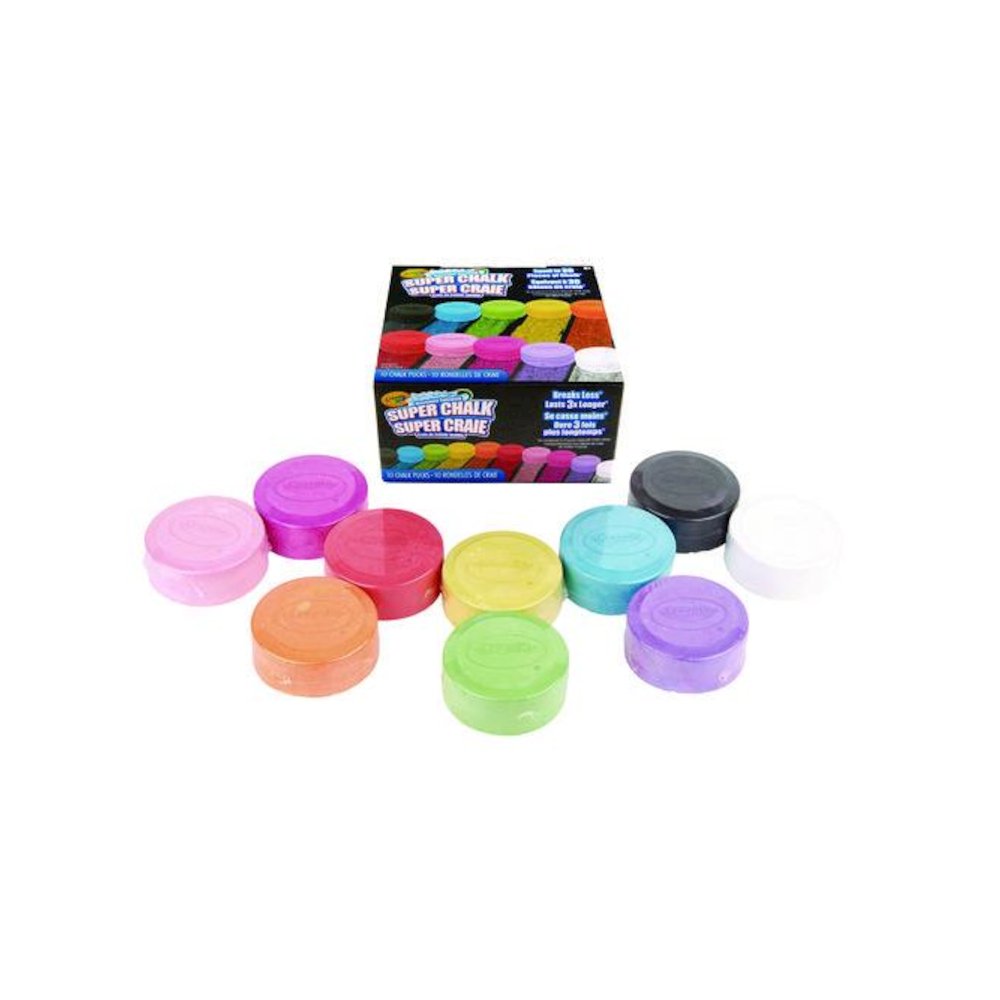 Super Chalk, 1" x 2.8" Diameter, 10 Assorted Colors, 10 Pucks/Box. Picture 2