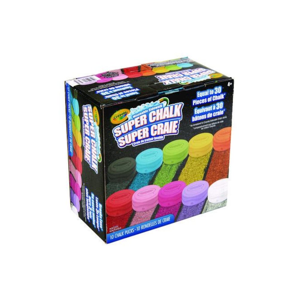Super Chalk, 1" x 2.8" Diameter, 10 Assorted Colors, 10 Pucks/Box. Picture 1