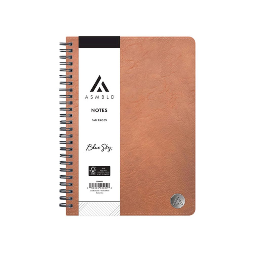 ASMBLD Faux Leather Wirebound Notebook, 1-Subject, Medium/College Rule, Tan Cover, (80) 8.5 x 5.75 Sheets. Picture 3