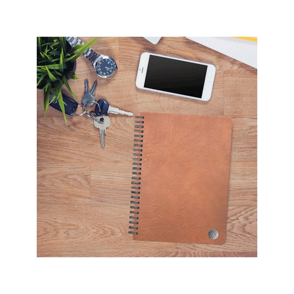 ASMBLD Faux Leather Wirebound Notebook, 1-Subject, Medium/College Rule, Tan Cover, (80) 8.5 x 5.75 Sheets. Picture 5