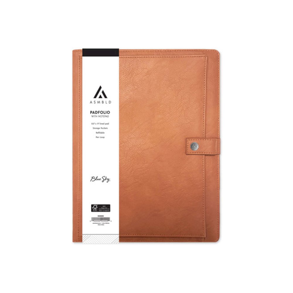 ASMBLD Professional Faux Leather Padfolio, 8.5 x 11 Pad, 9.45 x 12.13, Snap Closure, Tan. Picture 3