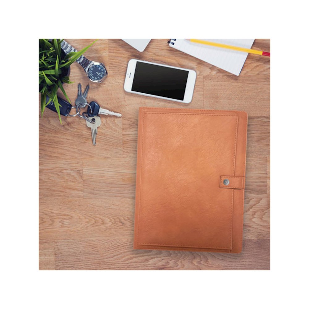 ASMBLD Professional Faux Leather Padfolio, 8.5 x 11 Pad, 9.45 x 12.13, Snap Closure, Tan. Picture 5