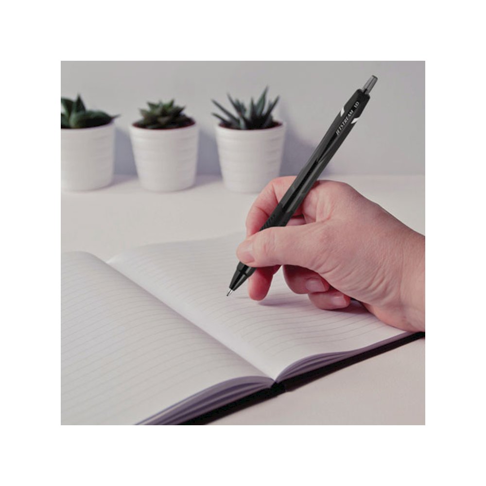 Jetstream Elements Hybrid Gel Pen, Retractable, Medium 1 mm, Black Ink, Translucent Black/Black Barrel, Dozen. Picture 11