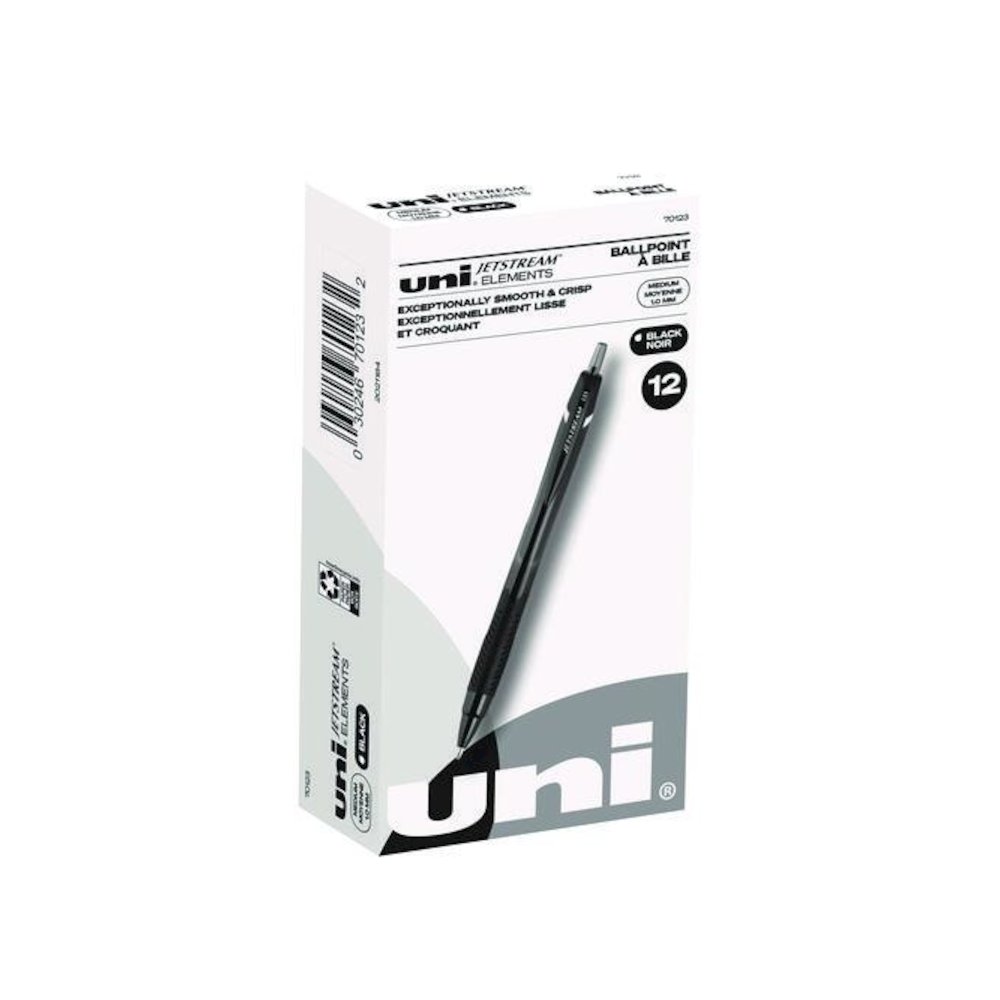 Jetstream Elements Hybrid Gel Pen, Retractable, Medium 1 mm, Black Ink, Translucent Black/Black Barrel, Dozen. Picture 1
