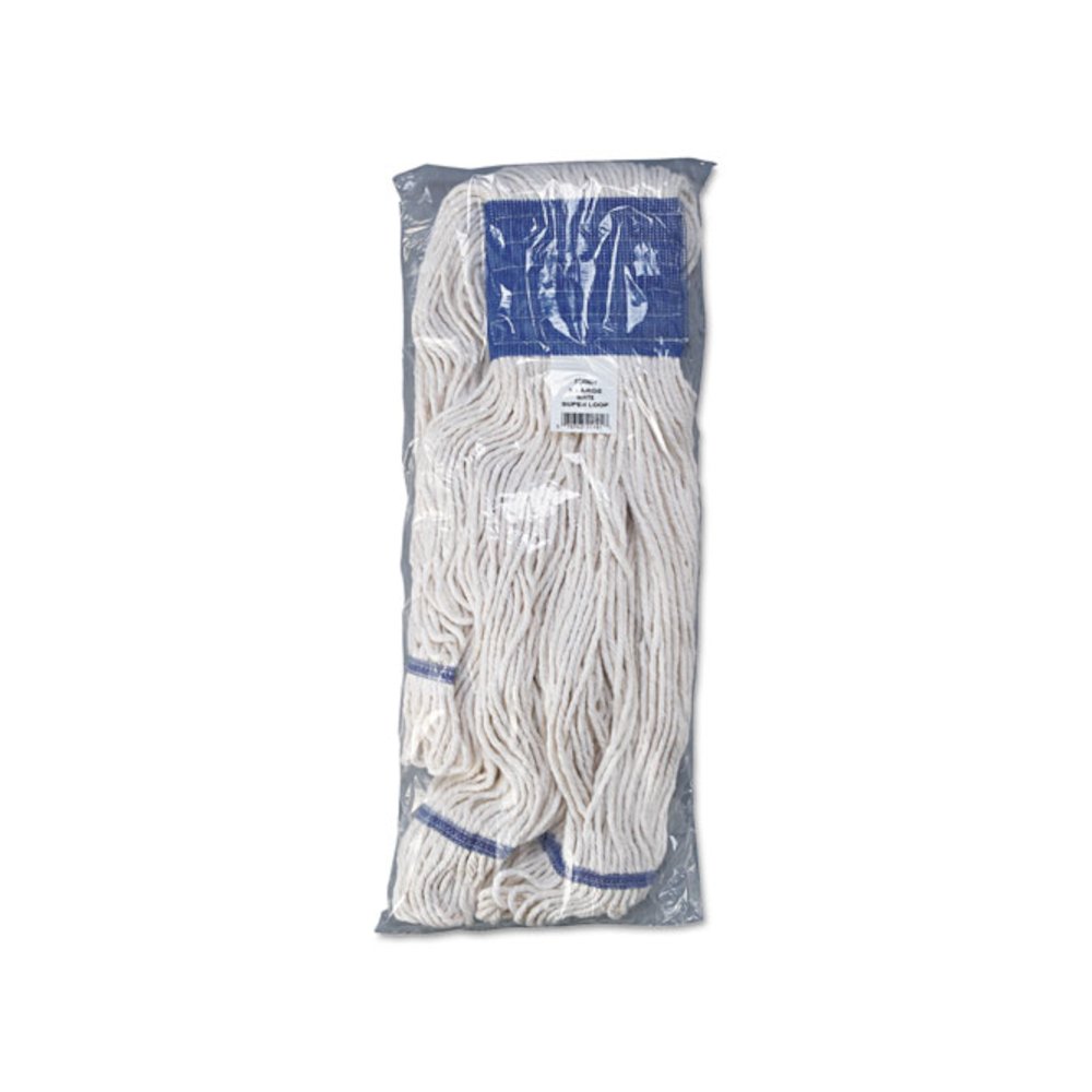 Super Loop Wet Mop Head, Cotton/Synthetic Fiber, 5" Headband, X-Large Size, White, 12/Carton. Picture 3