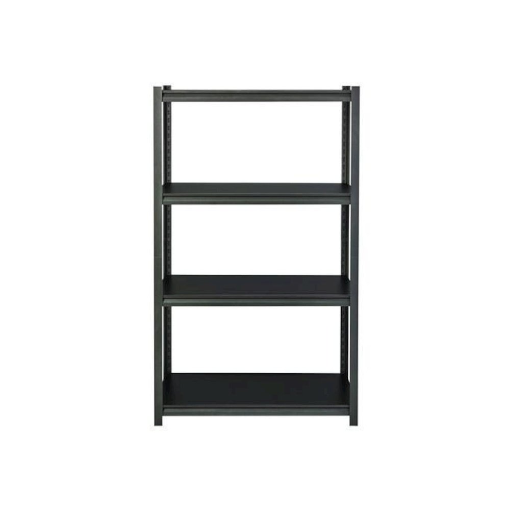 Steel Shelving Unit with Laminate Shelves, Four-Shelf, 36w x 18d x 60h, Steel, Black/Gun Metal Gray. Picture 2