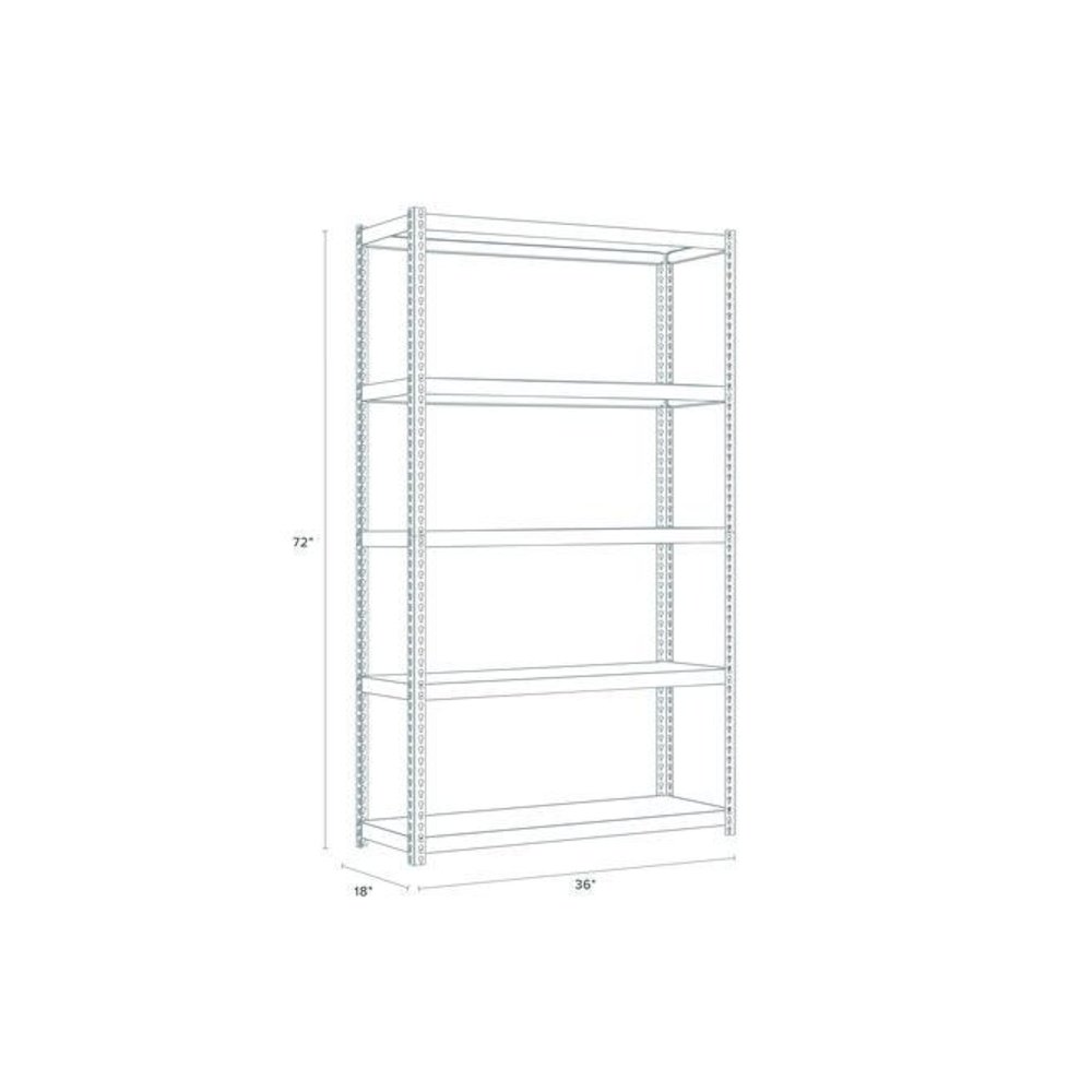 Steel Shelving Unit with Particleboard Shelves, Five-Shelf, 36w x 18d x 72h, Steel, Black. Picture 6