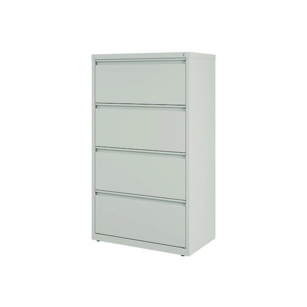 Lateral File, 4 Legal/Letter-Size File Drawers, Light Gray, 30" x 18.62" x 52.5". Picture 3