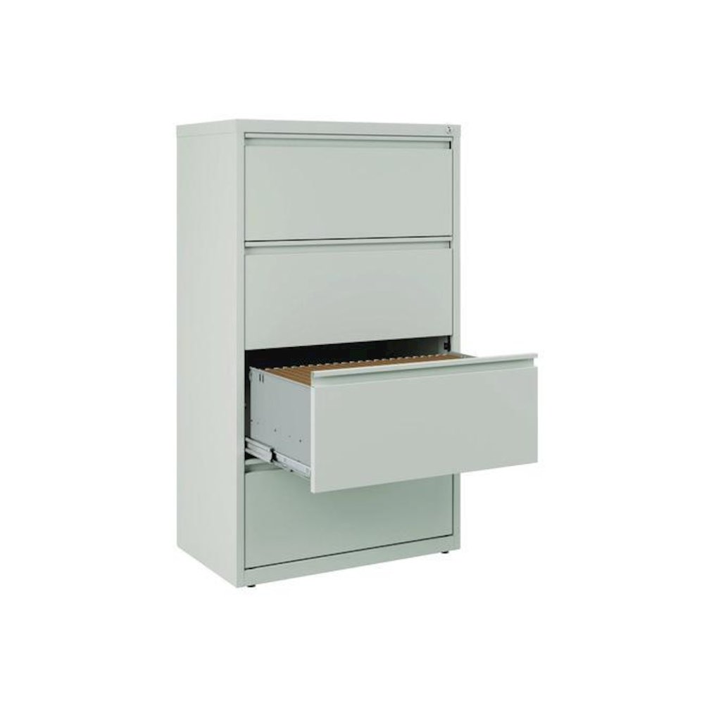 Lateral File, 4 Legal/Letter-Size File Drawers, Light Gray, 30" x 18.62" x 52.5". Picture 4