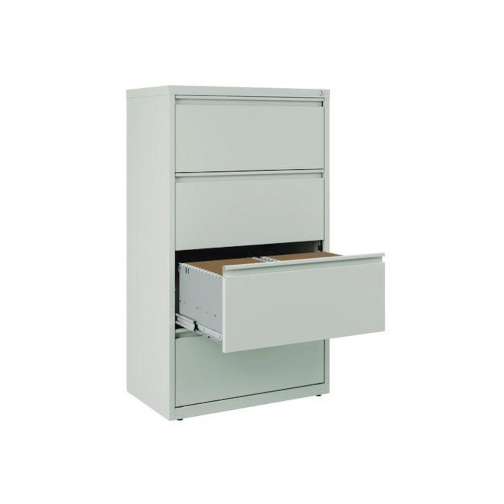 Lateral File, 4 Legal/Letter-Size File Drawers, Light Gray, 30" x 18.62" x 52.5". Picture 5